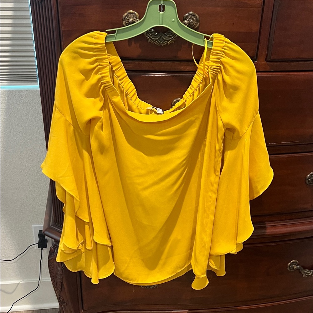 Elegant Yellow Ruffled Blouse
